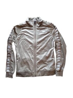 Kappa Beige Track Jacket Women’s Large Full Zip Logo Y2K Athleisure Streetwear